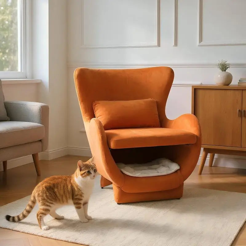 Modern Velvet 2-in-1 Pet-Friendly Lounge Chair