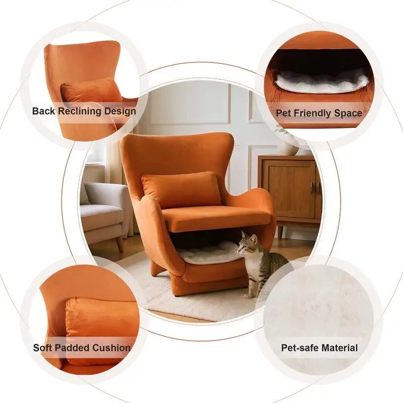 Modern Velvet 2-in-1 Pet-Friendly Lounge Chair