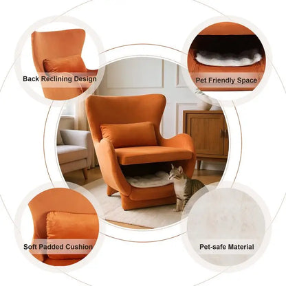 Modern Velvet 2-in-1 Pet-Friendly Lounge Chair