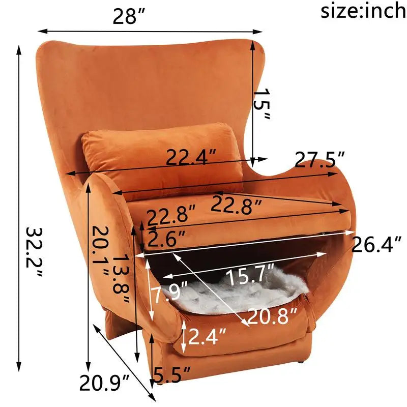 Modern Velvet 2-in-1 Pet-Friendly Lounge Chair